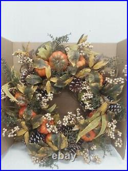 Balsam Hill Autumn Abundance Wreath 28 UV Protected Wreath #4001600 Open Box