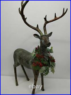 Balsam Hill Festive Antique Standing Deer 31x10.5 Indoor/Outdoor-NewithOpen Box