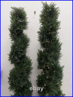 Balsam Hill Outdoor LED Cypress Topiary 2 Pack 48 Tall and 14 Wide NewithOpen