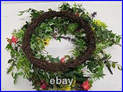 Balsam Hill Outdoor Meadow Wreath 22 UV-Protected Spring/Summer Wreath NewithOpen