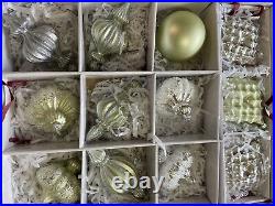 Balsam Hill Set Of 28 Light Green And Silver Ornaments-Glass-Large-Matching set