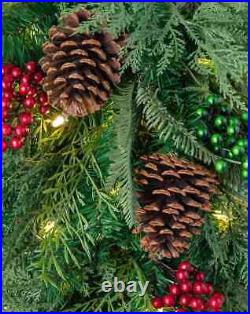Balsam Hill Winter Evergreen Garland Set of 2 6Ft LED Christmas Decorations $359