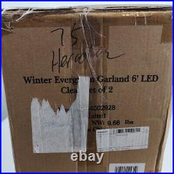 Balsam Hill Winter Evergreen Garland Set of 2 6Ft LED Christmas Decorations $359