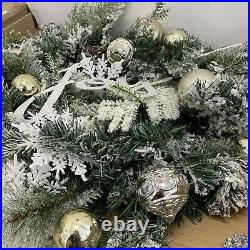Balsam Hill Winter Joy Flocked Christmas Wreath 28 $199 (Some ornaments loose)