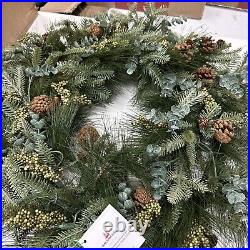 Balsam Hill Wintry Woodlands 32 Wreath $199 Clear Lights-DOES NOT LIGHT- READ