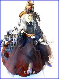 Barbara Naczas Hand Made Pumpkin Witch Halloween Decoration Centrepiece OOAK