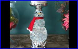 Bath And Body Works Lite-up Water Globe Snowman 3 Wick Candle Pedestal Bnib