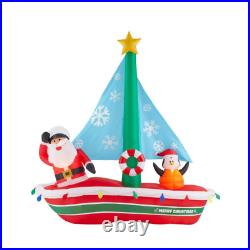 Beach Santa Sailboat LED 7 Ft Christmas Airblown Inflatable Boat Florida Parade