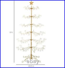 Beautiful Gold Wrought Iron Christmas Tree Holiday Ornament Holder Display Stand