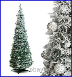 Best Artificial 6ft Pre-Lit Decorated Pop Up Snow Flocked Christmas Tree Timer
