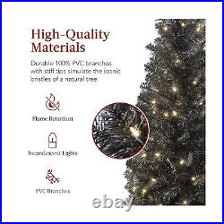 Best Choice Products 12ft Pre-Lit Black Artificial Christmas Tree, Slim Artif