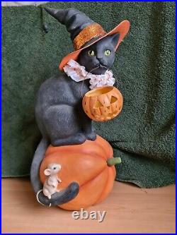 Bethany Lowe Halloween Black Cat With Witches Hat Vintage Style Ornament TK Maxx
