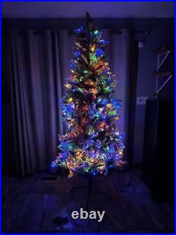 Bethlehem Lights 7' Flocked 2-in-1 Heritage Christmas Tree Multicolor Clear New