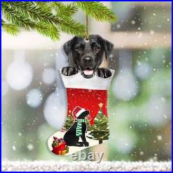 Black Labrador Retriever In Socks Christmas Ornament Dog Christmas Tree Topper D