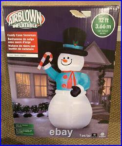 Brand New Gemmy AIRBLOWN Inflatable Christmas 12 ft Candy Cane Snowman Light-Up