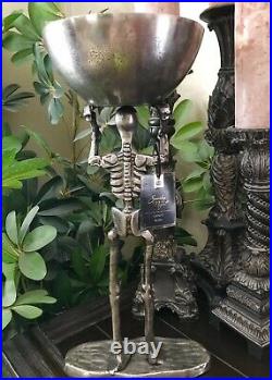 Brand New Halloween Metal Skeleton Holding Candy Dish Bowl 19