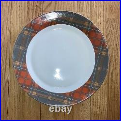 Brand New Williams Sonoma Autumn Plaid Charger Plates SET OF 4 12.5