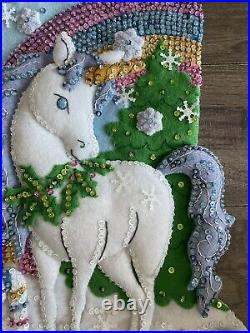 Bucilla Rainbow SANTA'S UNICORN Handmade Felt Christmas Stocking 89250E
