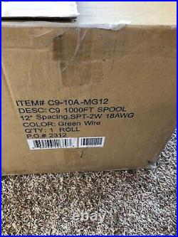 C9 10A MG12 Cord- Green, 1000-Ft. Spool, 12 Spacing SPT-2W 18AWG New in Box