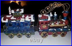 CHRISTMAS EXPRESS ENGINE & CABOOSE Metal Hand Painted Stocking HoldersNO FLAWS