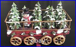 CHRISTMAS EXPRESS STOCKING HOLDER TRAIN COLLECTIONWaving Snowman-Tree Car
