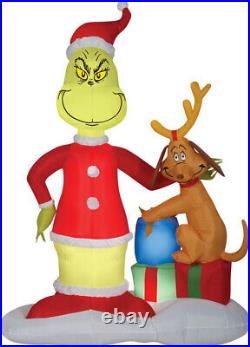 CHRISTMAS SANTA DR SEUSS GRINCH MAX PRESENTS GIFT 6 FT Airblown Inflatable GEMMY