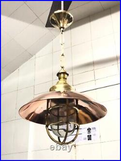 Ceiling Vintage Style Marine Brass Pendant Light with Copper Shade Set of 5