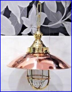 Ceiling Vintage Style Marine Brass Pendant Light with Copper Shade Set of 5