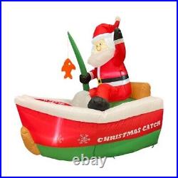 Celebrations Inflatable Airblown 6' Santa Claus in Fishing Boat Christmas Catch