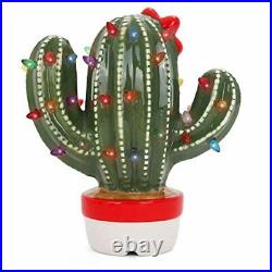 Ceramic Christmas Tree Cactus, Light Up Vintage/Nostalgic Lighted Decoration, 9