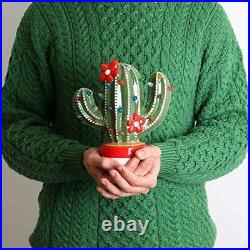 Ceramic Christmas Tree Cactus, Light Up Vintage/Nostalgic Lighted Decoration, 9
