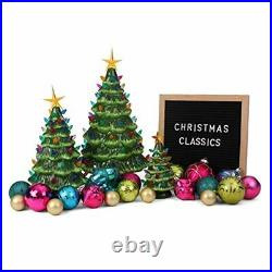 Ceramic Christmas Tree, Large Green Tabletop Tree, Multicolored Lights 15.5