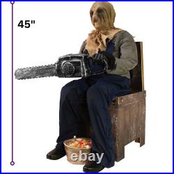 Chainsaw Greeter Animated Prop Animatronic Candy Bowl Haunted House Prop Rusty