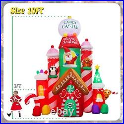 Christmas 10 Ft Inflatable Castle Candy with Santa Reindeer Penguin Decoration