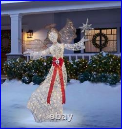Christmas Angel Outdoor Yard Decoration Lit Lighted Sparkle Lawn 7.5ft White New