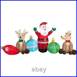Christmas By Gemmy 9' Lighted Santa Reindeer Ornaments Scene / Inflatable New