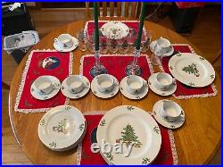 Christmas Dishs & Silverware Comeplete Service for Eight