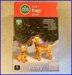 Christmas Dog Goldendoodle Set Family Pups Lighted Outdoor Yard Art Decor Indoor
