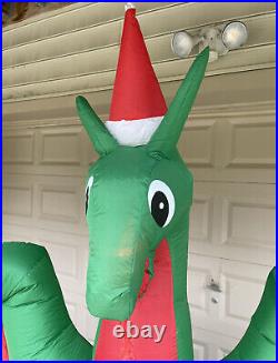 Christmas Gemmy 8 ft Kaleidoscope Dragon withFlaming Mouth & Present Inflatable