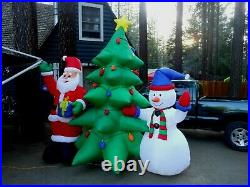 Christmas Gemmy Santa Claus, Xmas Tree, Snowman 12' Commercial Airblown Large