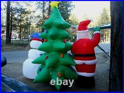 Christmas Gemmy Santa Claus, Xmas Tree, Snowman 12' Commercial Airblown Large