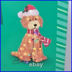 Christmas Goldendoodle Dog 27 LED Tinsel Holiday Living Doodle
