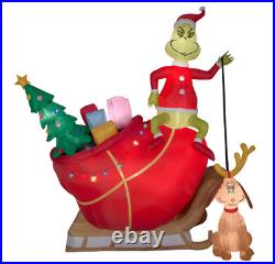 Christmas Grinch Lighted Inflatable Outdoor Yard Decoration 12FT Sleigh Max Lawn