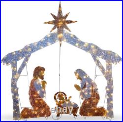 Christmas Holy Family Nativity Scene Stable Lighted Outdoor Yard Decor Jesus