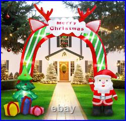 Christmas Inflatable Archway 10 FT Blow Up Yard Decor Santa and Xmas Tree LED