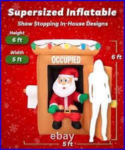 Christmas Inflatables Large 6 ft Santa Outhouse Christmas Outhouse