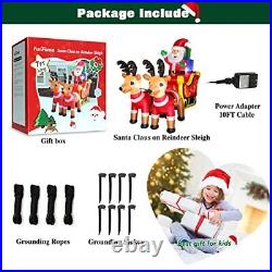 Christmas Inflatables Santa Claus on Sleigh with 2 Reindeers Outdoor Yard