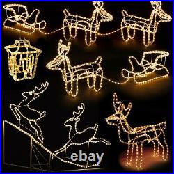 Christmas LED Light Up Reindeer Sleigh Lantern Rope Light Outdoor Decorations