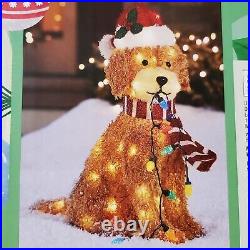 Christmas Lab/Goldendoodle Dog 27 Light Up Fluffy Tinsel Puppy NIB SHIPS FREE