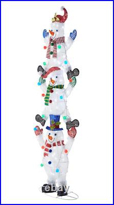 Christmas Outdoor Yard Decoration 7FT Snowman Lit 180 LED Lights Snowmen Stacked